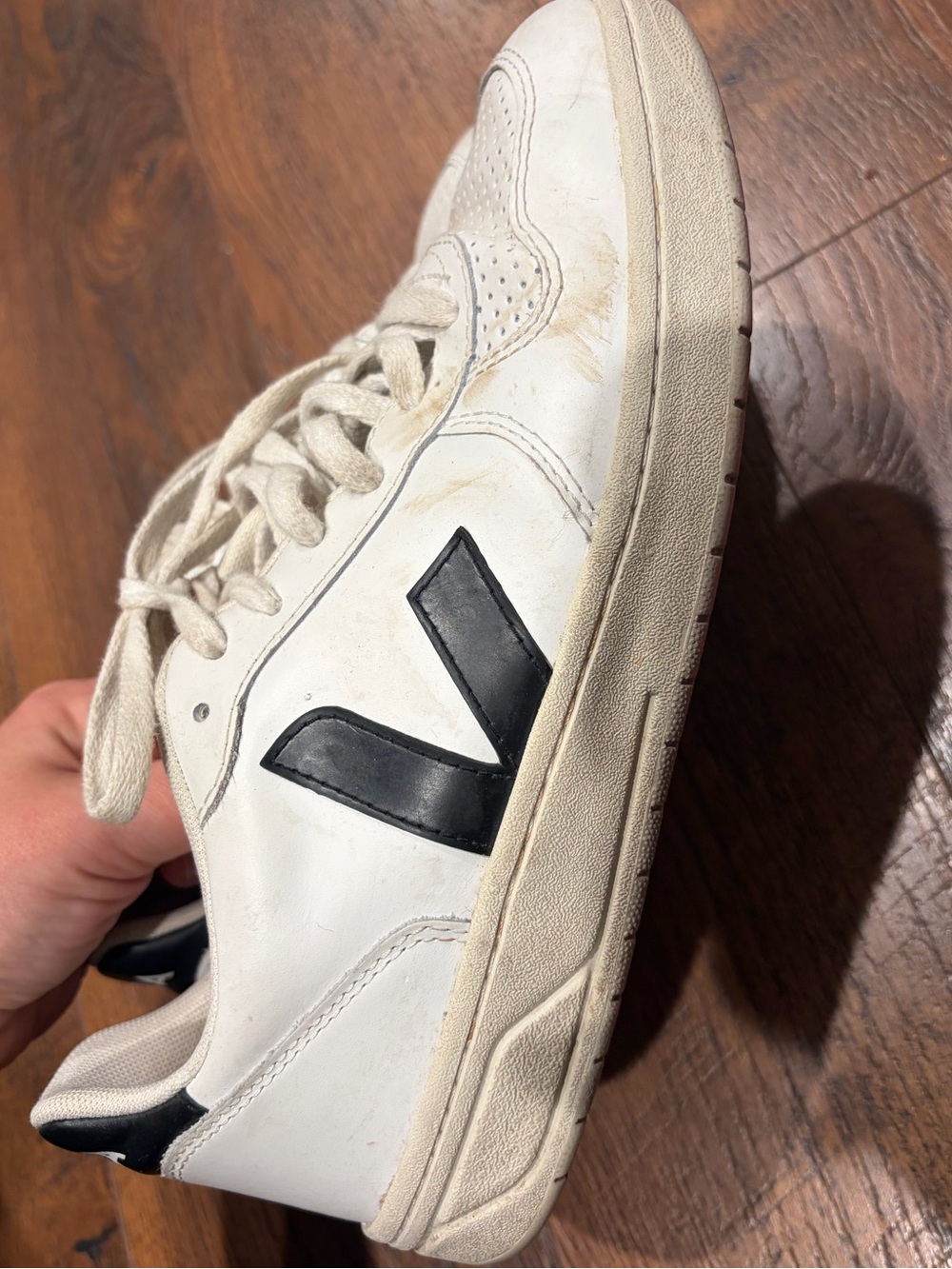 Veja White Sneakers with Black Heel Logo